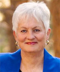 Woman-with-white-hair-blue-dress