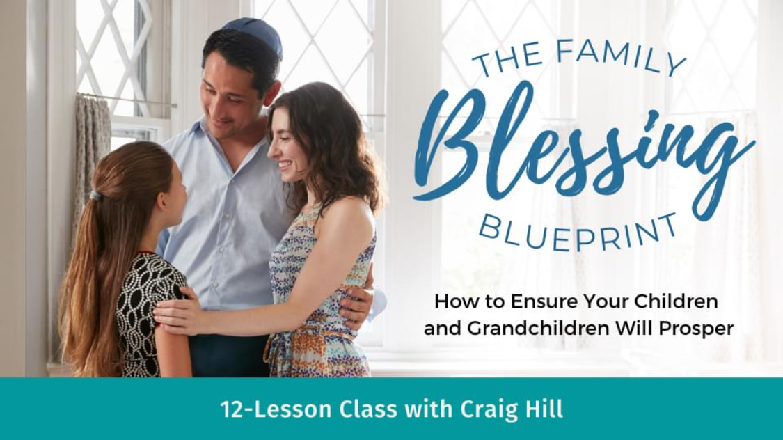 Father, Daughter, Mother hugging with text saying the family blessing blueprint